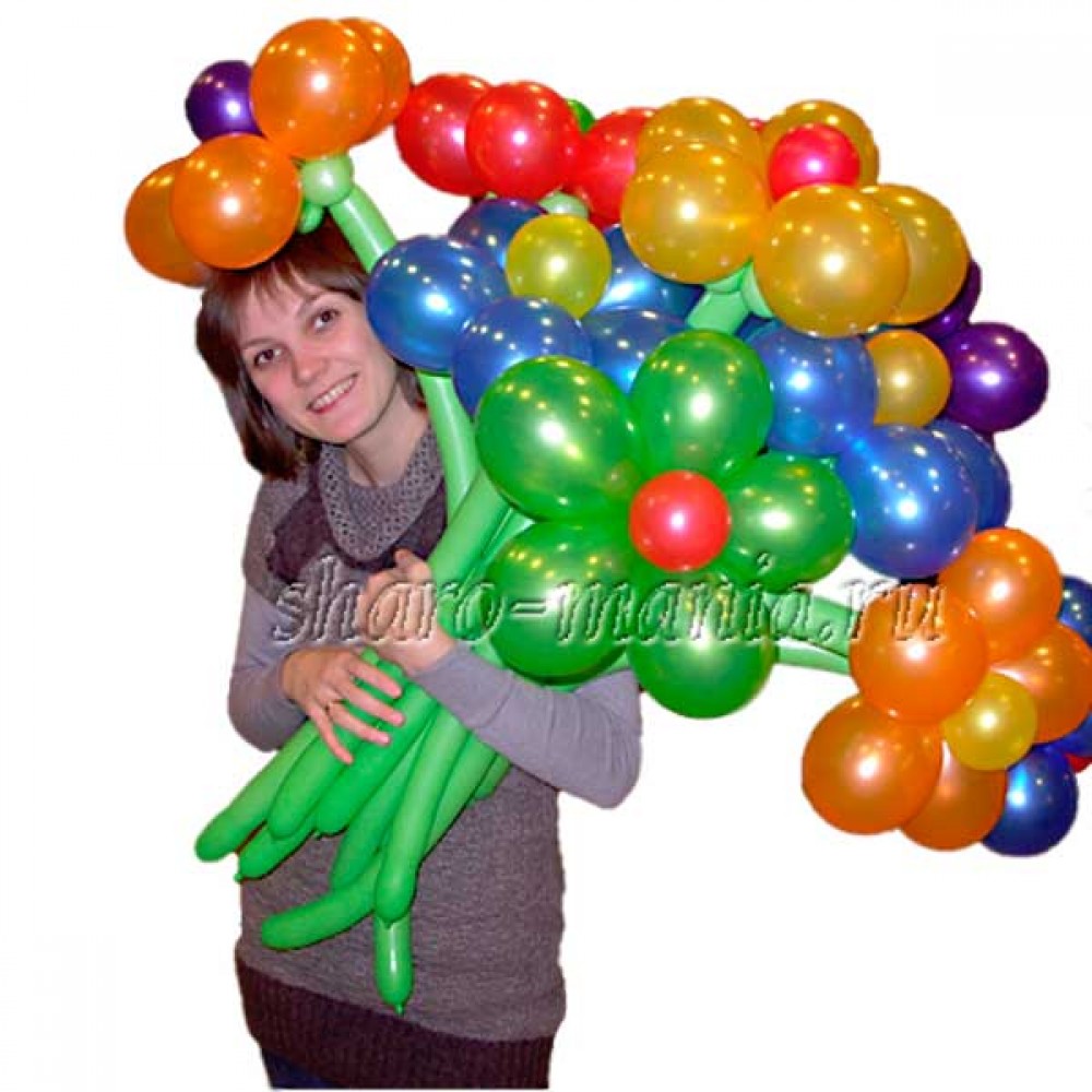 Цветок из воздушных шаров для детского праздника